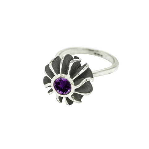 Big Black Coral Amethyst Set Ring