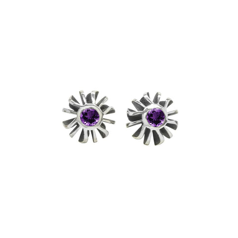 Big Black Coral Amethyst Set Studs