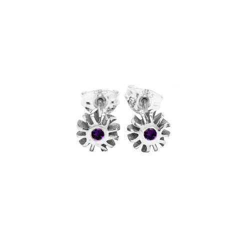 Tiny Black Coral Amethyst Set Studs